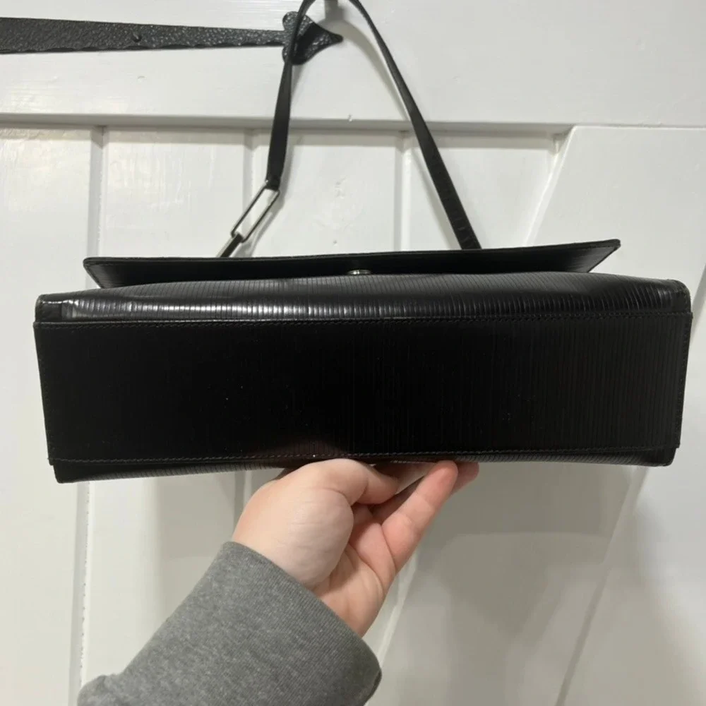 PIBRA Leather Shoulder Purse Square Structure Black Leather Italy - Picture 3 of 16